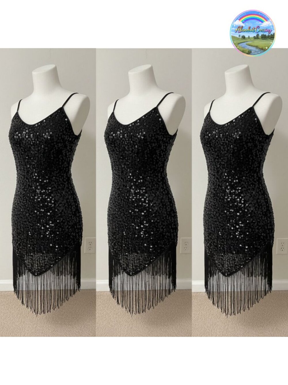 Women's 1920s Flapper Dress Sequin Fringe V-Neck Gatsby Prom Party